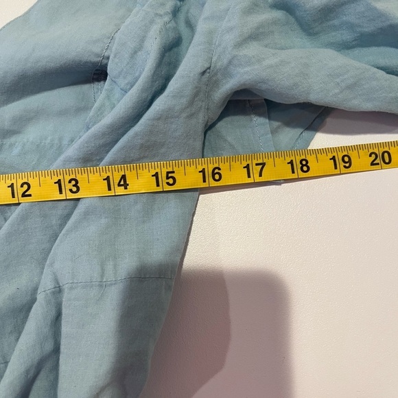 Y2K 7 For all Mankind Light Blue Button Up Off Shoulder Milkmaid Coquette Top XS - Picture 9 of 10